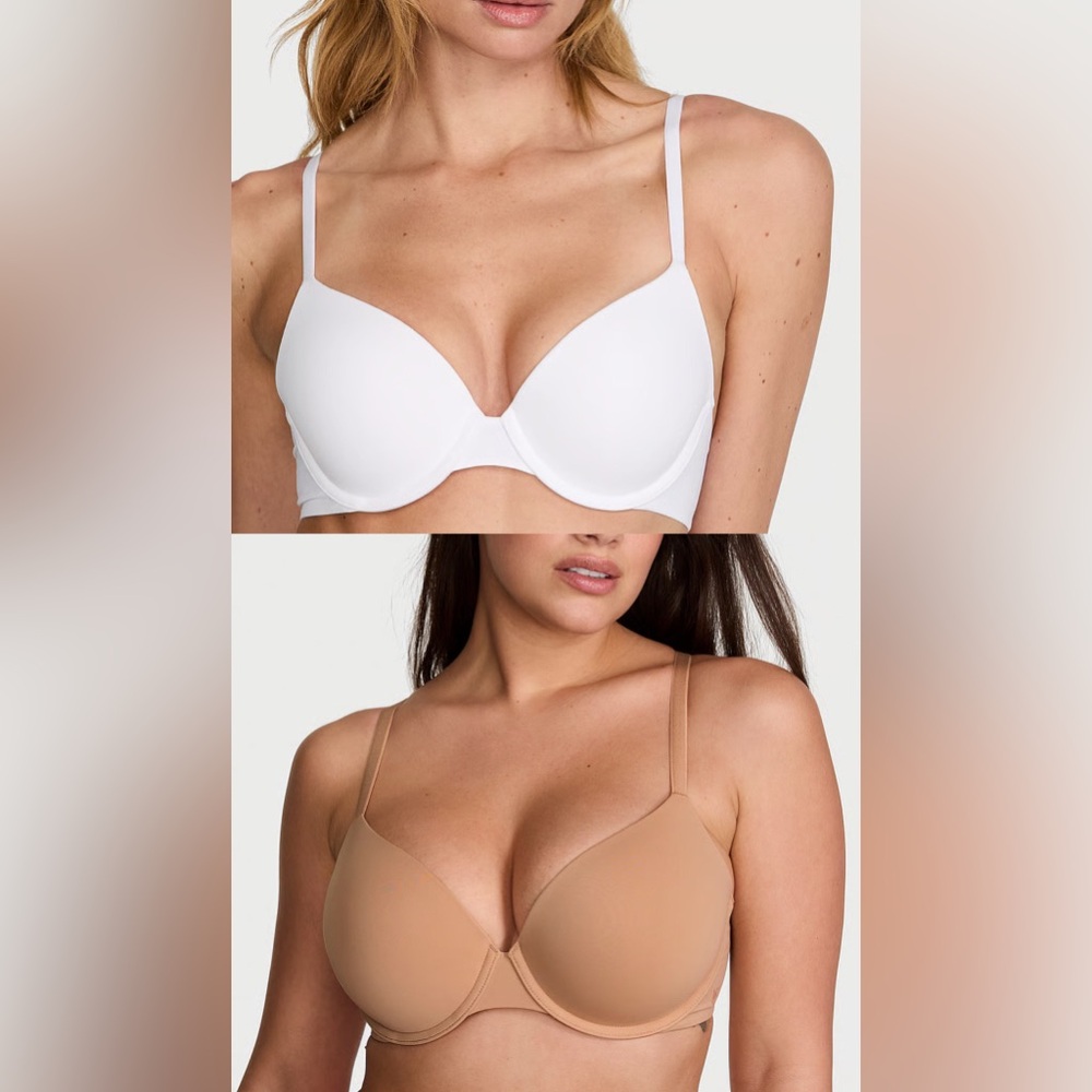 T shirt Bra - White and Tan